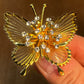 Vintage Gold Tone & Rhinestone Monet Butterfly Brooch