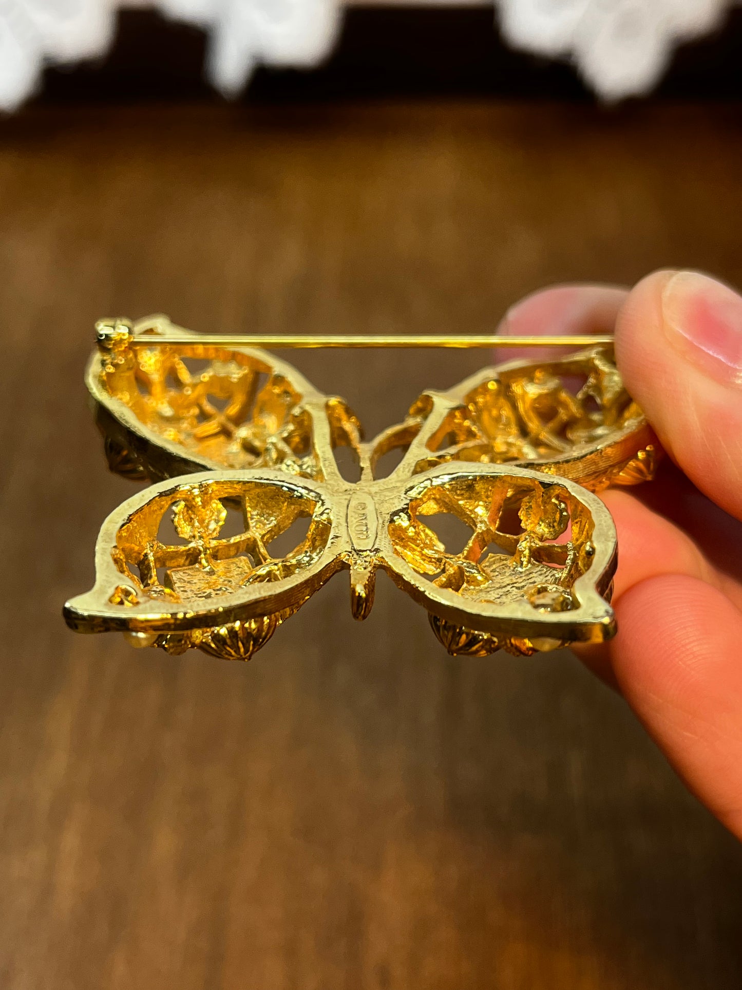 Vintage 1990’s Gold Tone & Pearl Avon Butterfly Brooch