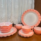 Vintage 1950’s Crinoline Hazel Atlas Pink Ruffled 12 Piece Dinning Set