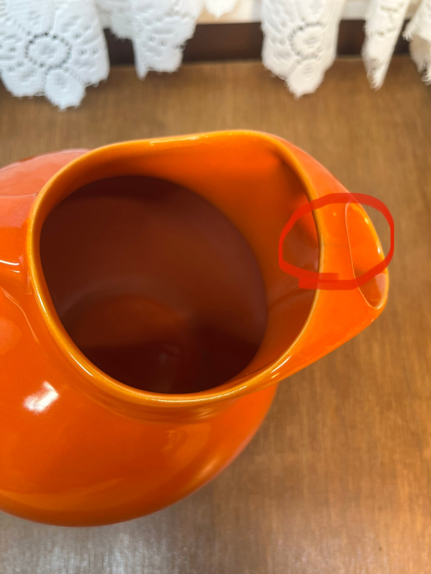 Vintage Atomic Orange Ball Pitcher