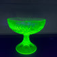 Vintage Uranium Floral Etched Pedestal Dish