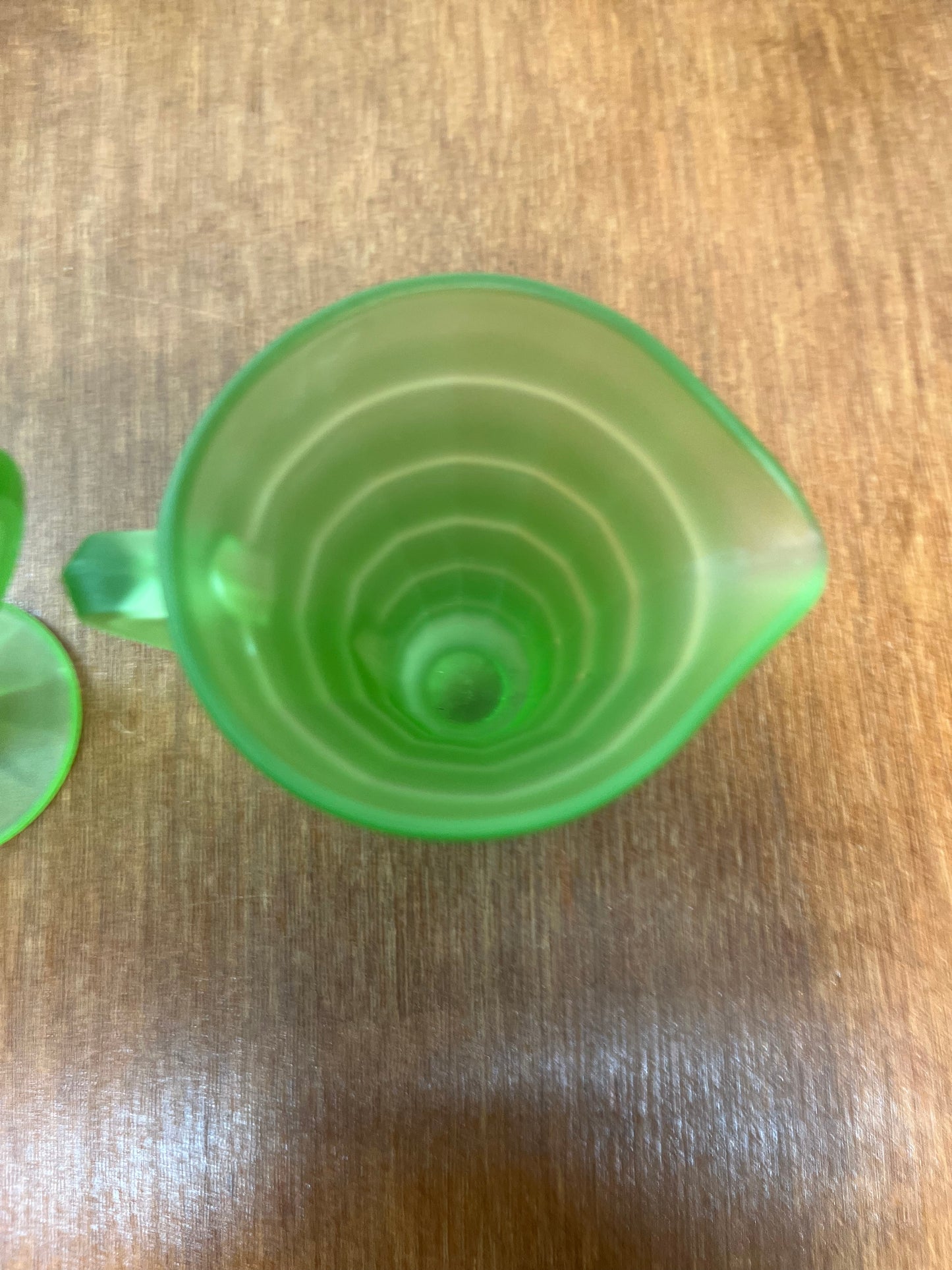 Vintage Frosted Uranium Glass Cream And Sugar Set