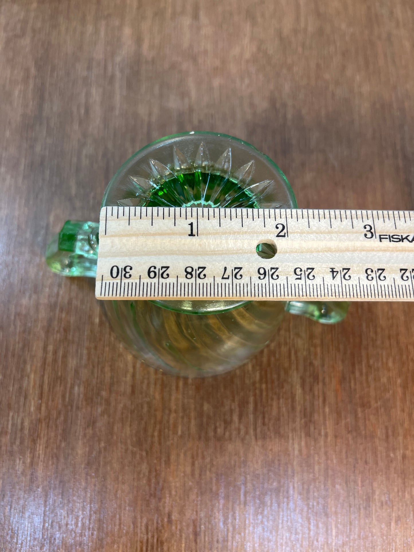 Vintage Spiral Uranium Glass Cream And Sugar Set