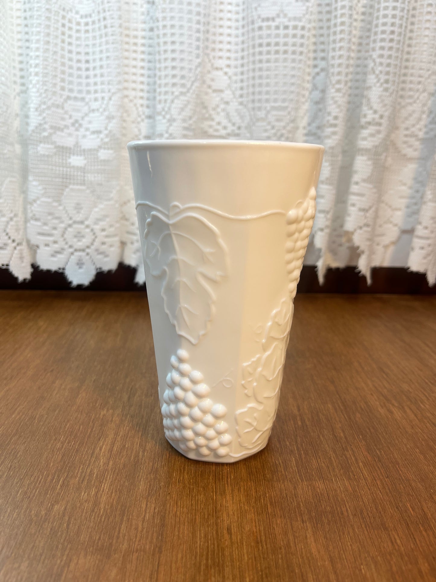 Vintage Milk Glass Grape Harvest Pattern Tumbler