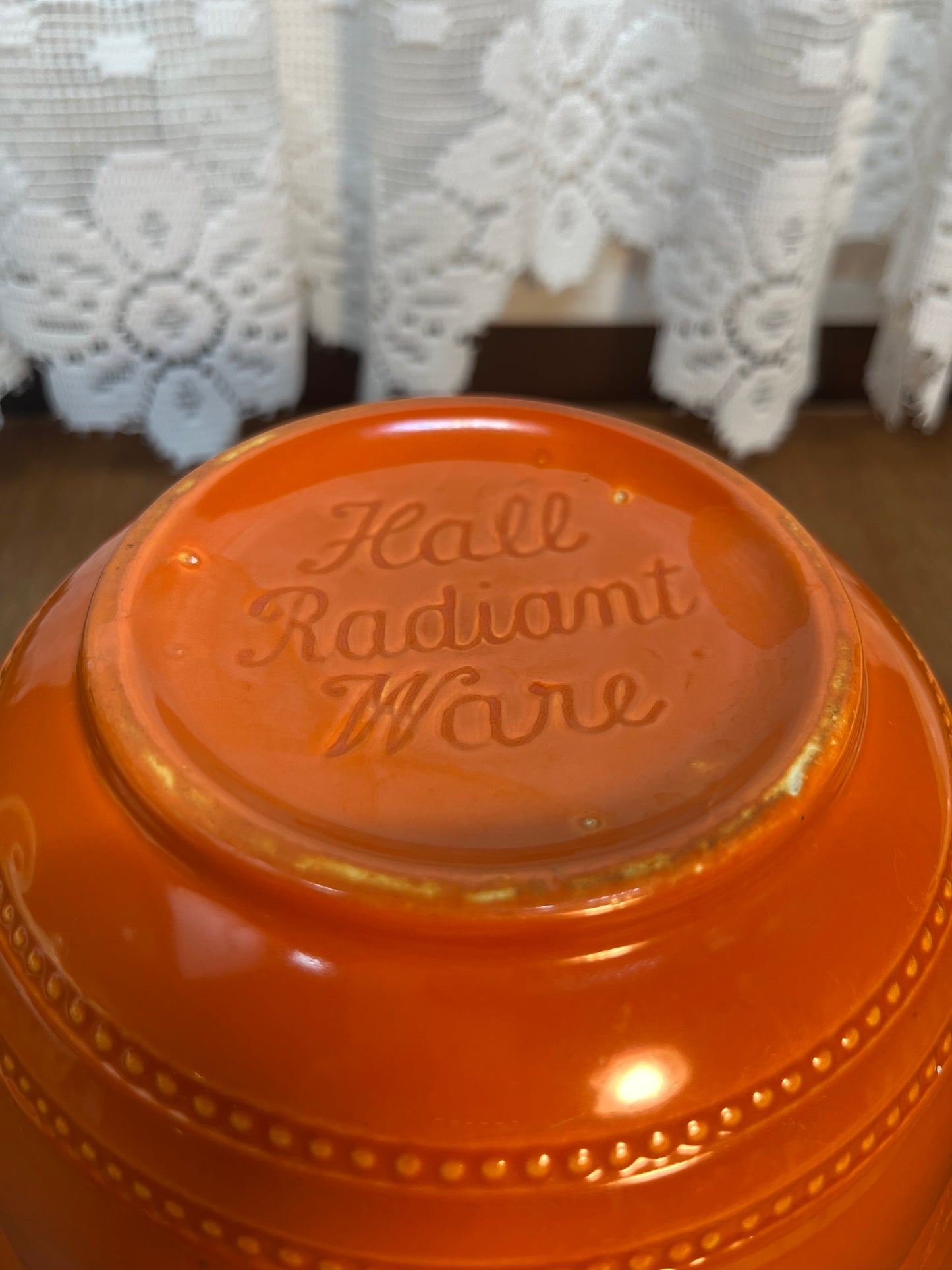 Vintage Hall Radiant Ware Atomic Orange Mixing Bowl