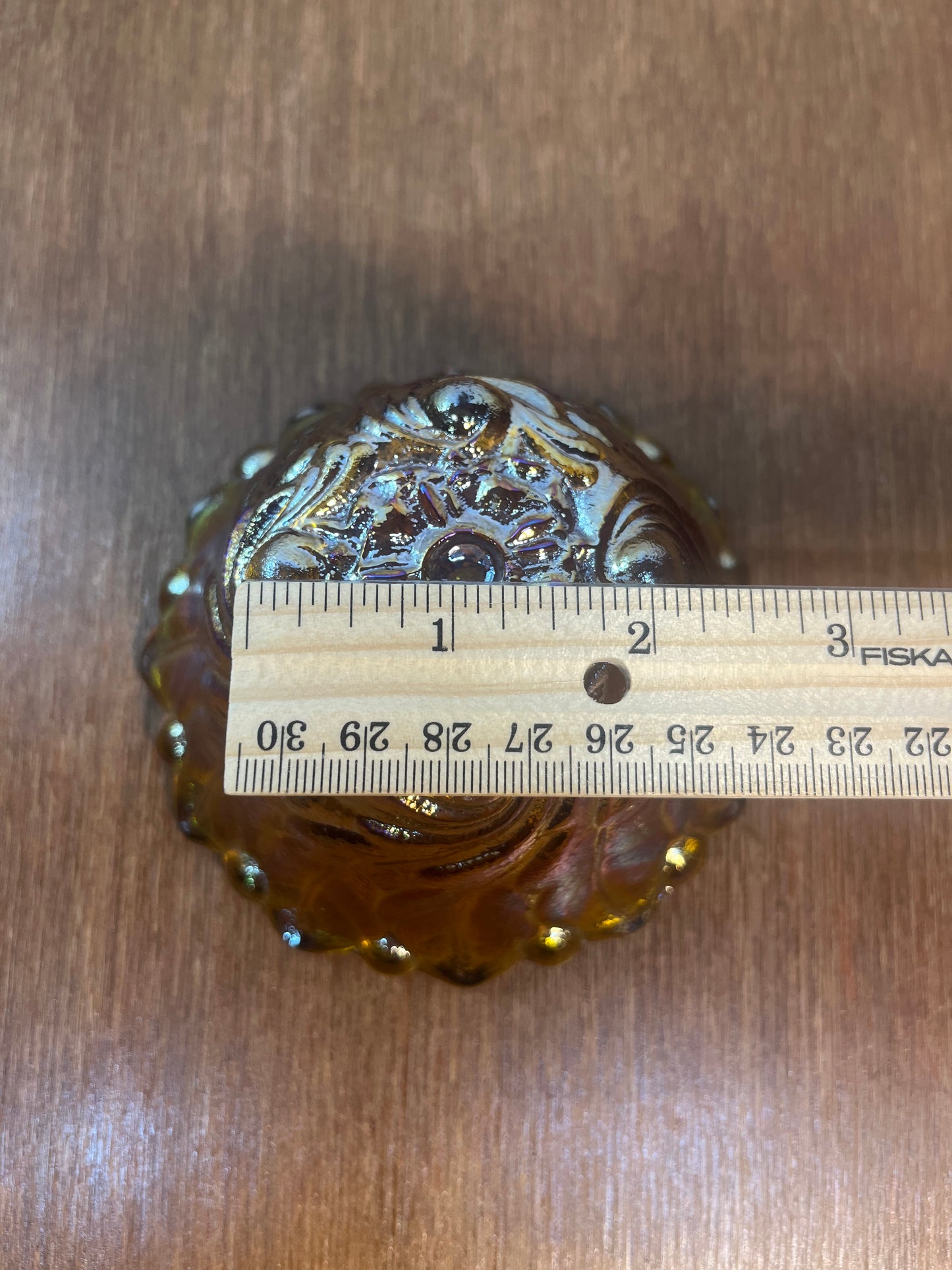 Vintage Indiana Amber Iridescent Carnival Glass Candle Holder