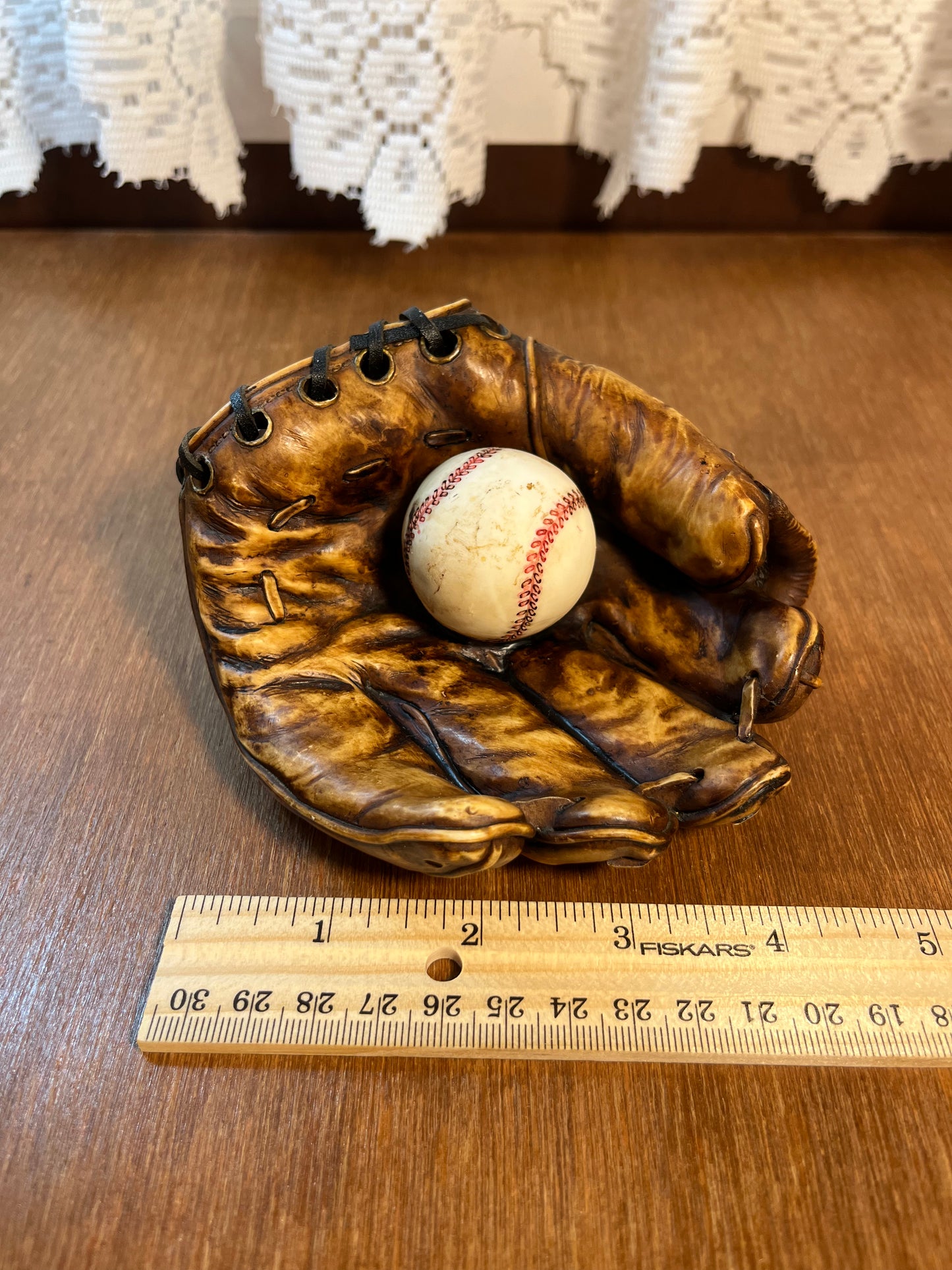 Antique Decorative Baseball Mitt & Baseball Figurine