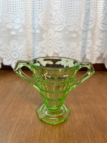 Vintage Uranium Indiana Glass Tea Room Cream And Sugar Set