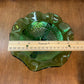 Vintage Emerald Green Ruffle Top Pedestal Dish