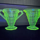 Vintage Uranium Indiana Glass Tea Room Cream And Sugar Set