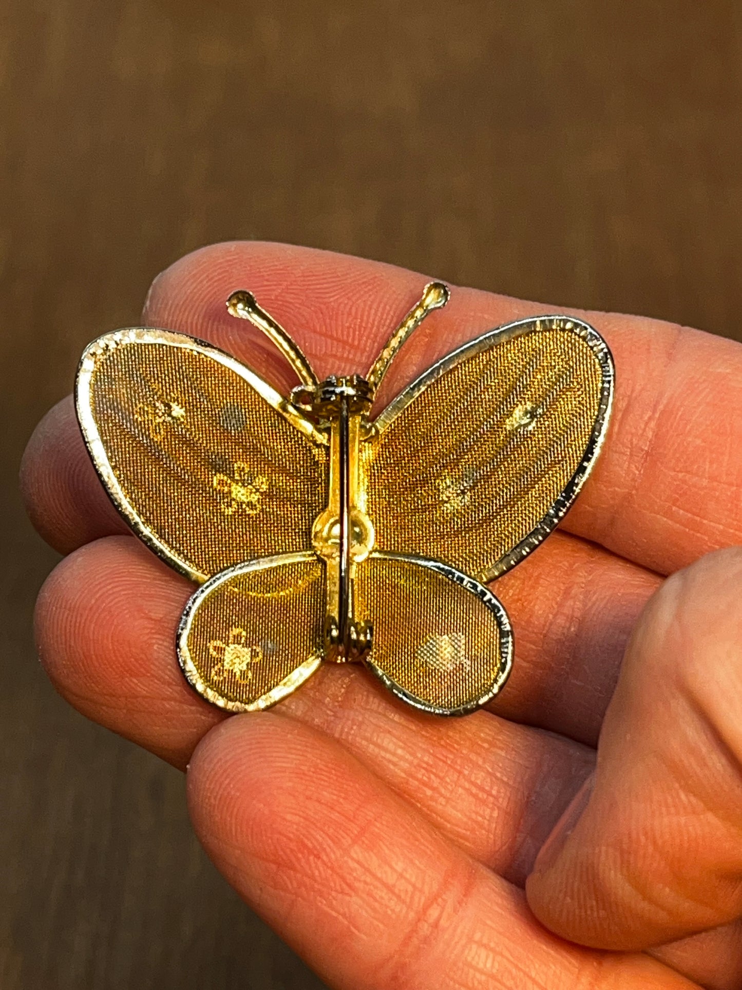 Vintage Gold Tone Mesh Butterfly Brooch