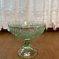 Vintage Uranium Floral Etched Pedestal Dish