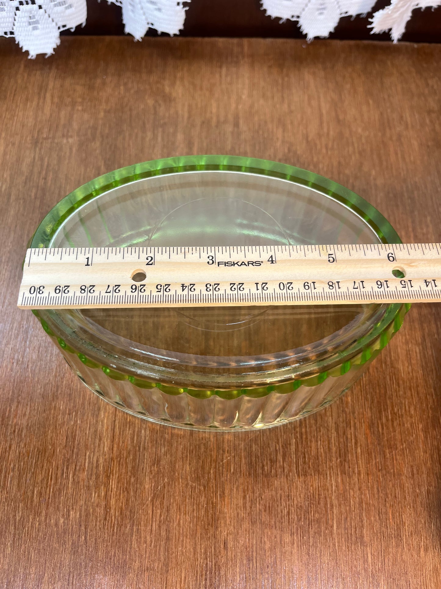 Vintage Uranium Glass Oval Ribbed Dish