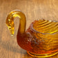 Vintage Small Amber Swan Trinket