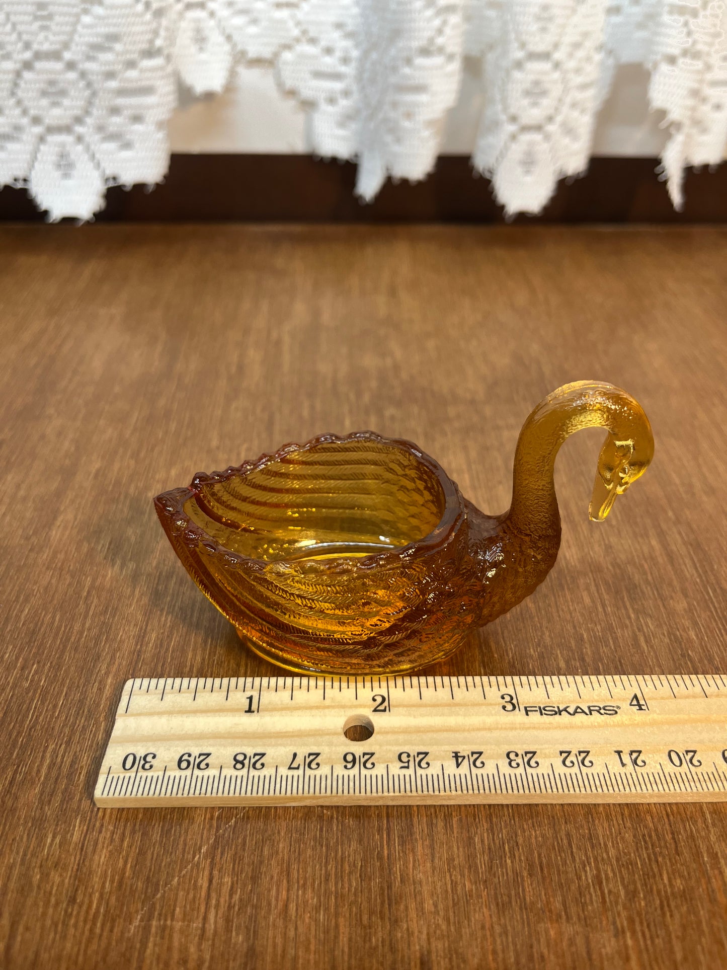 Vintage Small Amber Swan Trinket