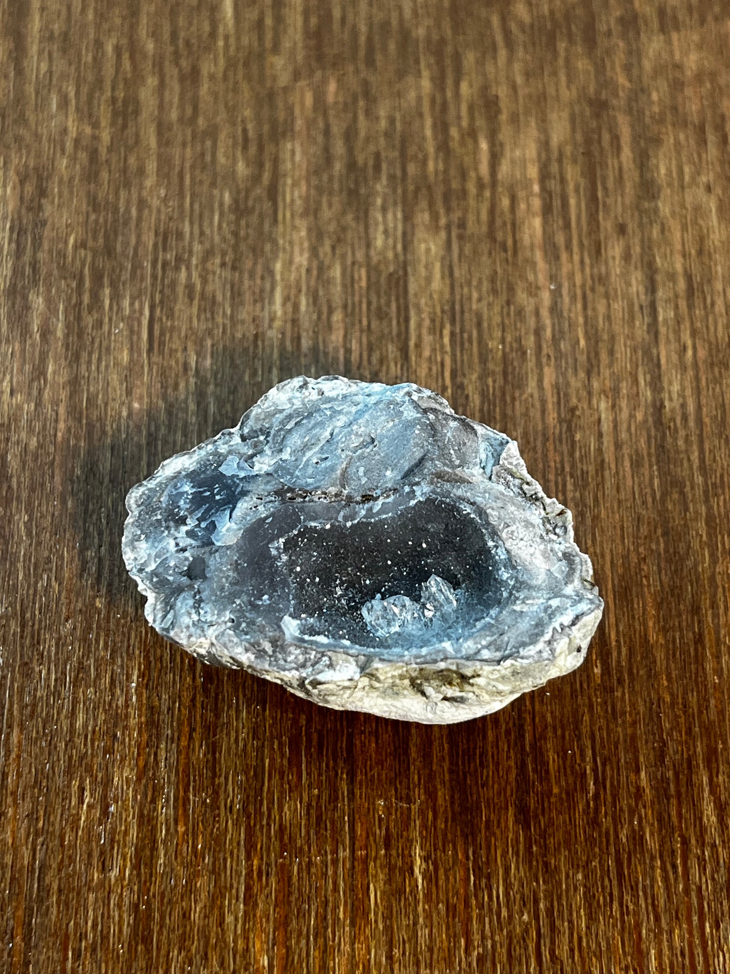 Natural Bluish Gray Crystal Filled Geode