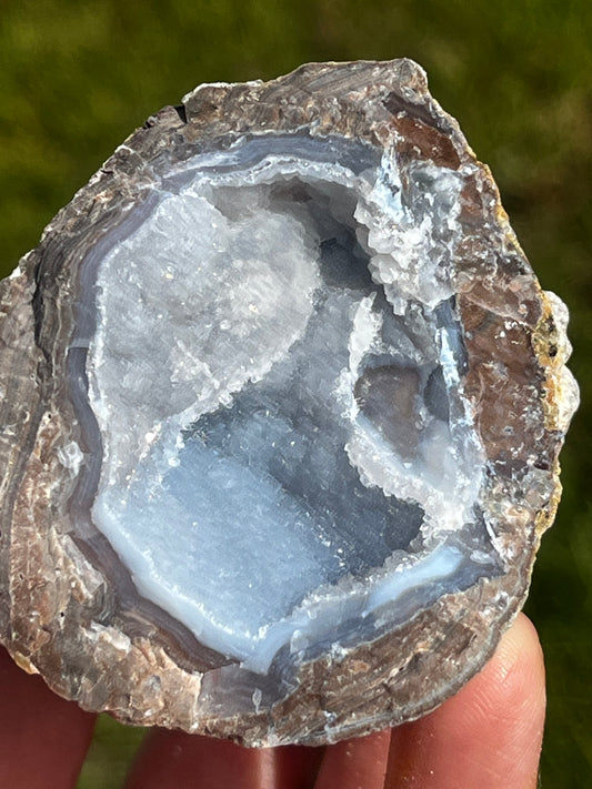 Natural Blue Mineral Crystal Filled Geode