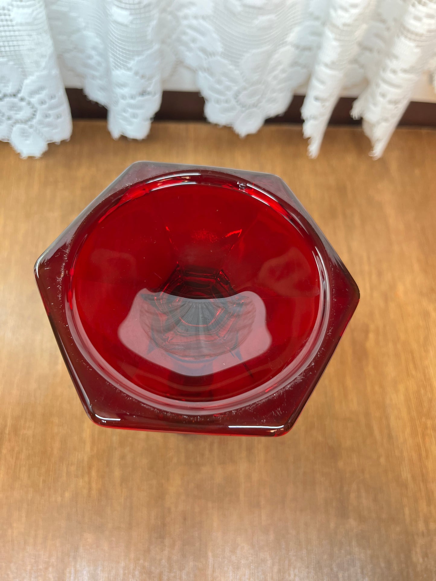 Vintage Amberina Deep Red Candle Holder