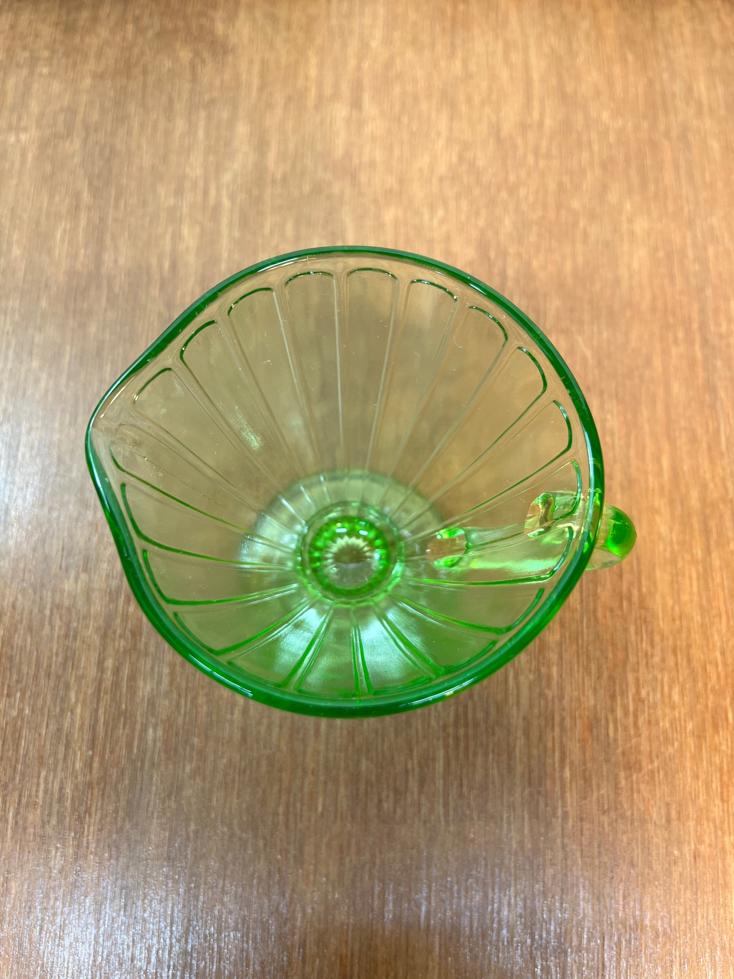 Vintage Panel Pattern Uranium Glass Cream And Sugar Set