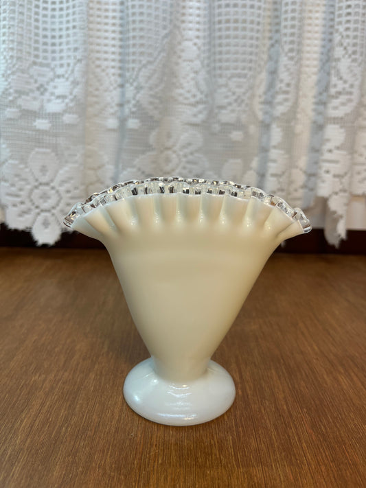 Vintage Silver Crest Fenton Fan Decorative Vase