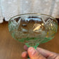 Vintage Uranium Floral Etched Pedestal Dish