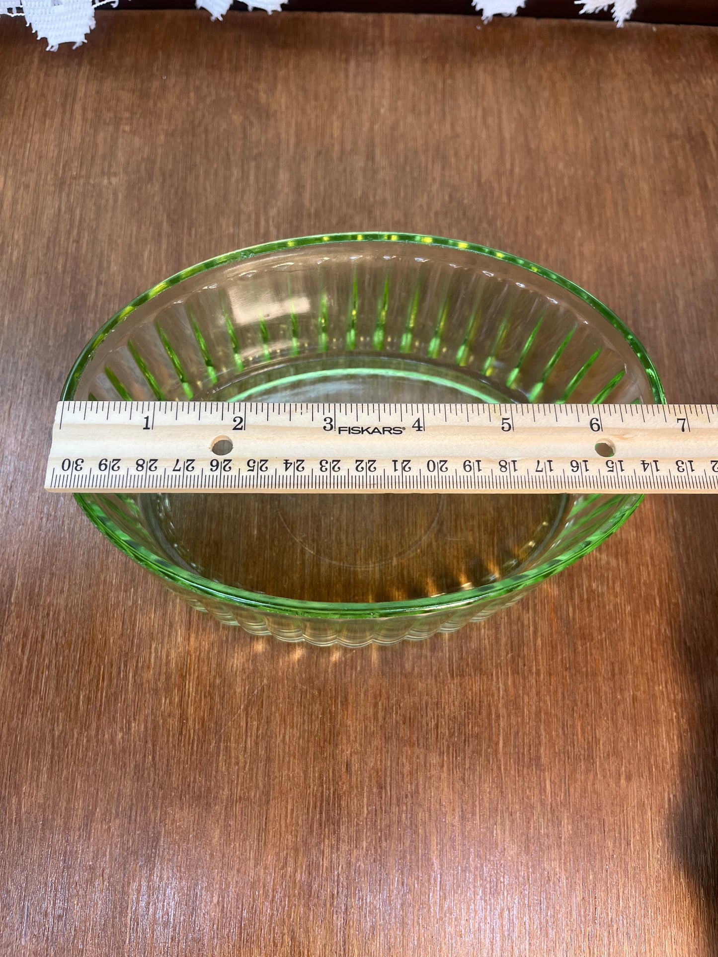 Vintage Uranium Glass Oval Ribbed Dish