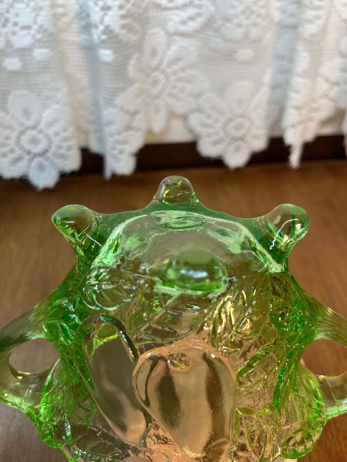 Vintage Sweet Pear Uranium Glass Cream And Sugar Set