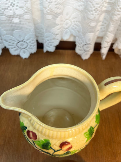 Vintage Uranium Glazed Tree & Apple Design Pitcher