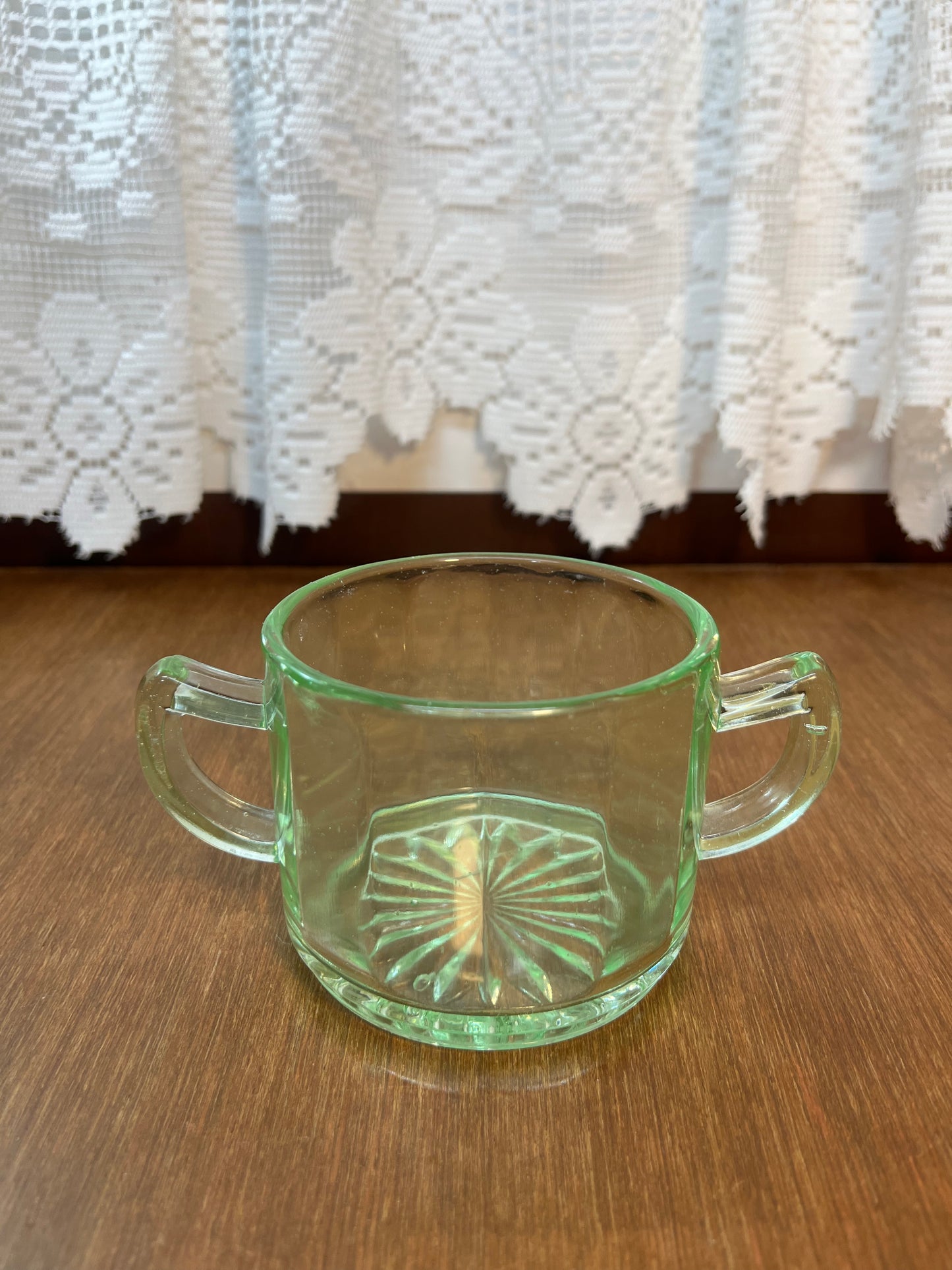 Vintage Uranium Glass Cream And Sugar Set