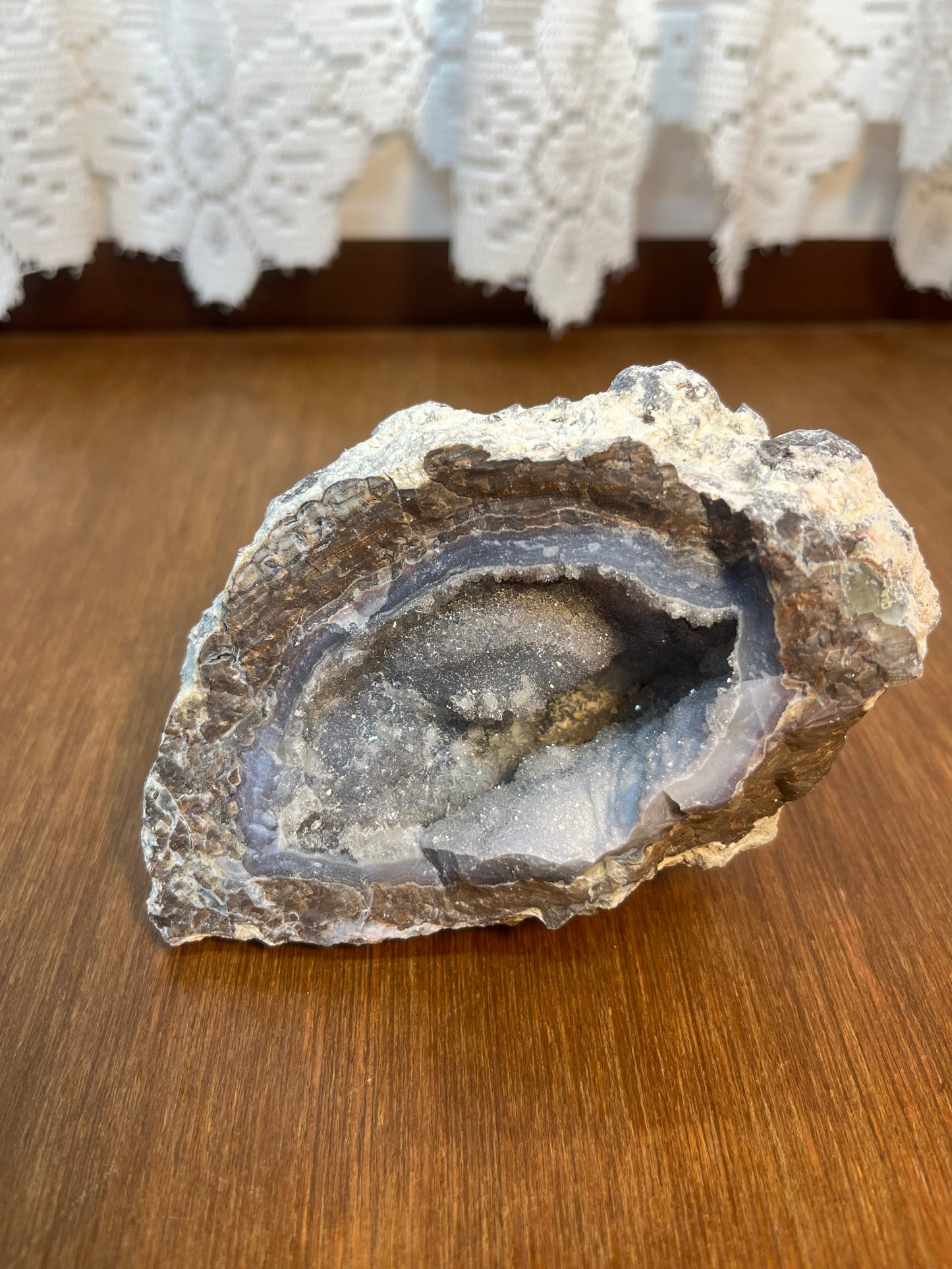 Natural Sparkling Blue Crystal Filled Geode