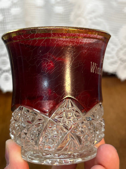 Vintage Collectible Ruby Stained Winona, Minnesota Souvenir Glass