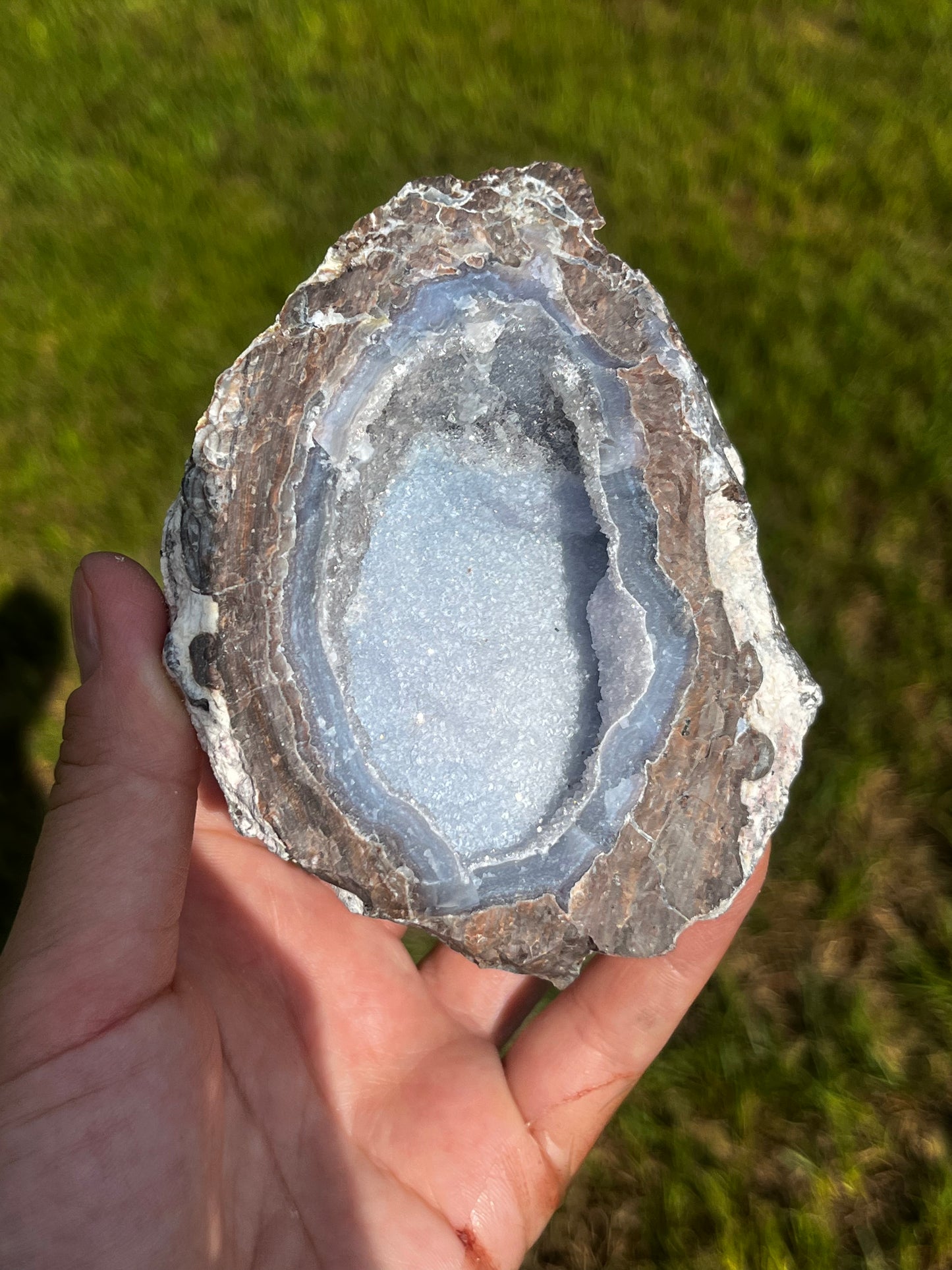 Natural Sparkling Blue Crystal Filled Geode