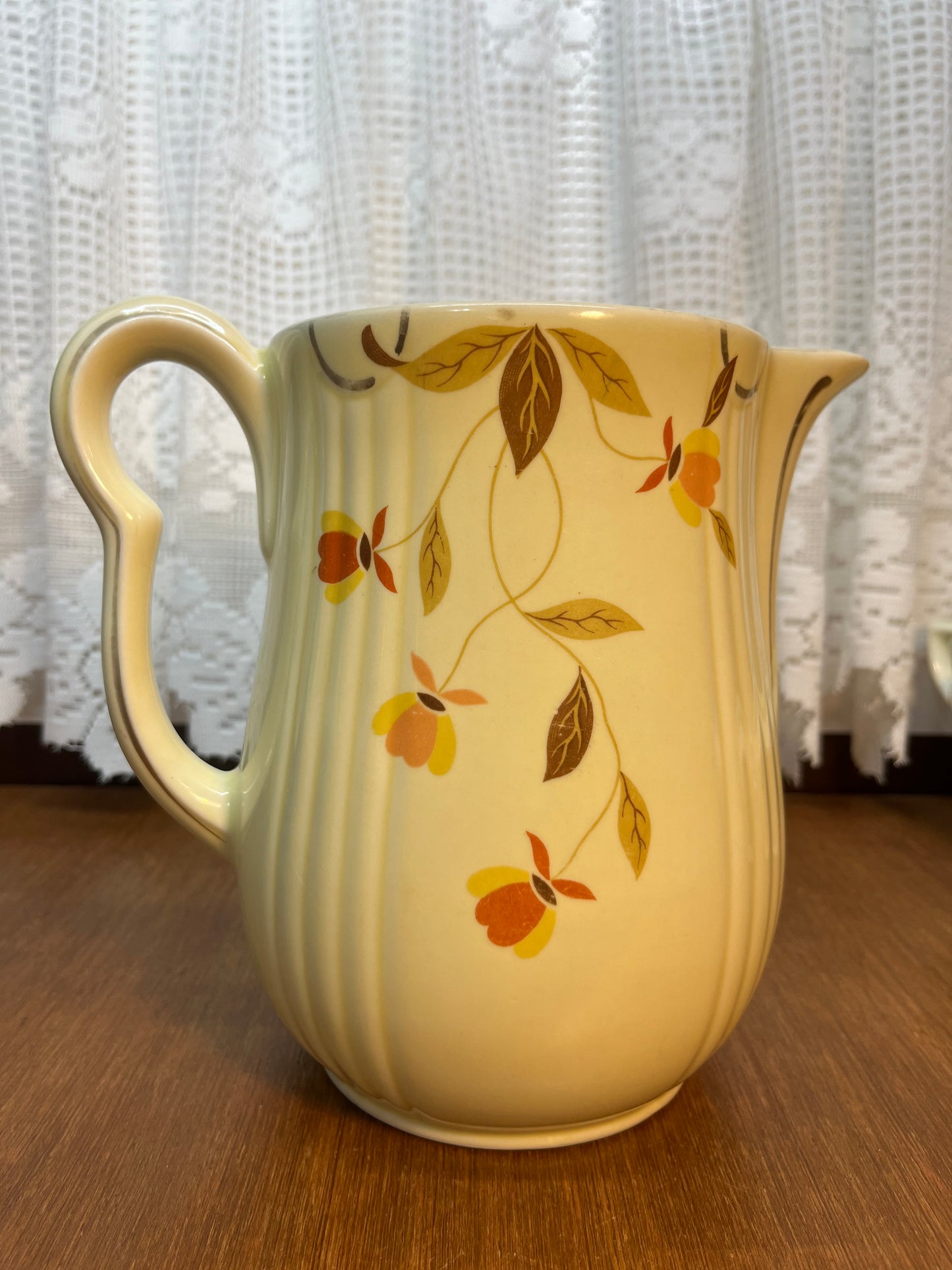 Vintage Uranium Glazed Autumn Leaf Hall’s Superior Pitcher