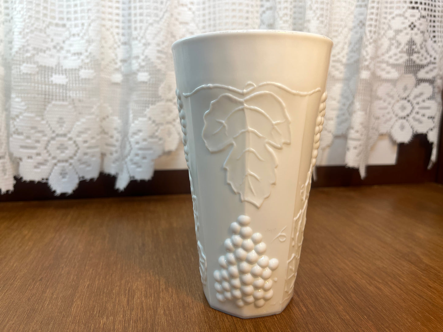 Vintage Milk Glass Grape Harvest Pattern Tumbler