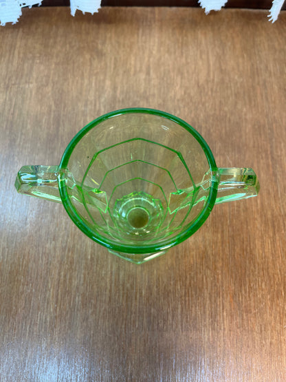 Vintage Uranium Indiana Glass Tea Room Cream And Sugar Set