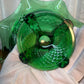 Vintage Emerald Green Ruffle Top Pedestal Dish