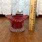 Vintage Red And Clear Diamond Pattern Art Glass Top Hat