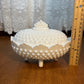 Vintage Milk Glass Hobnail Fenton Oval Covered Candy Bowl