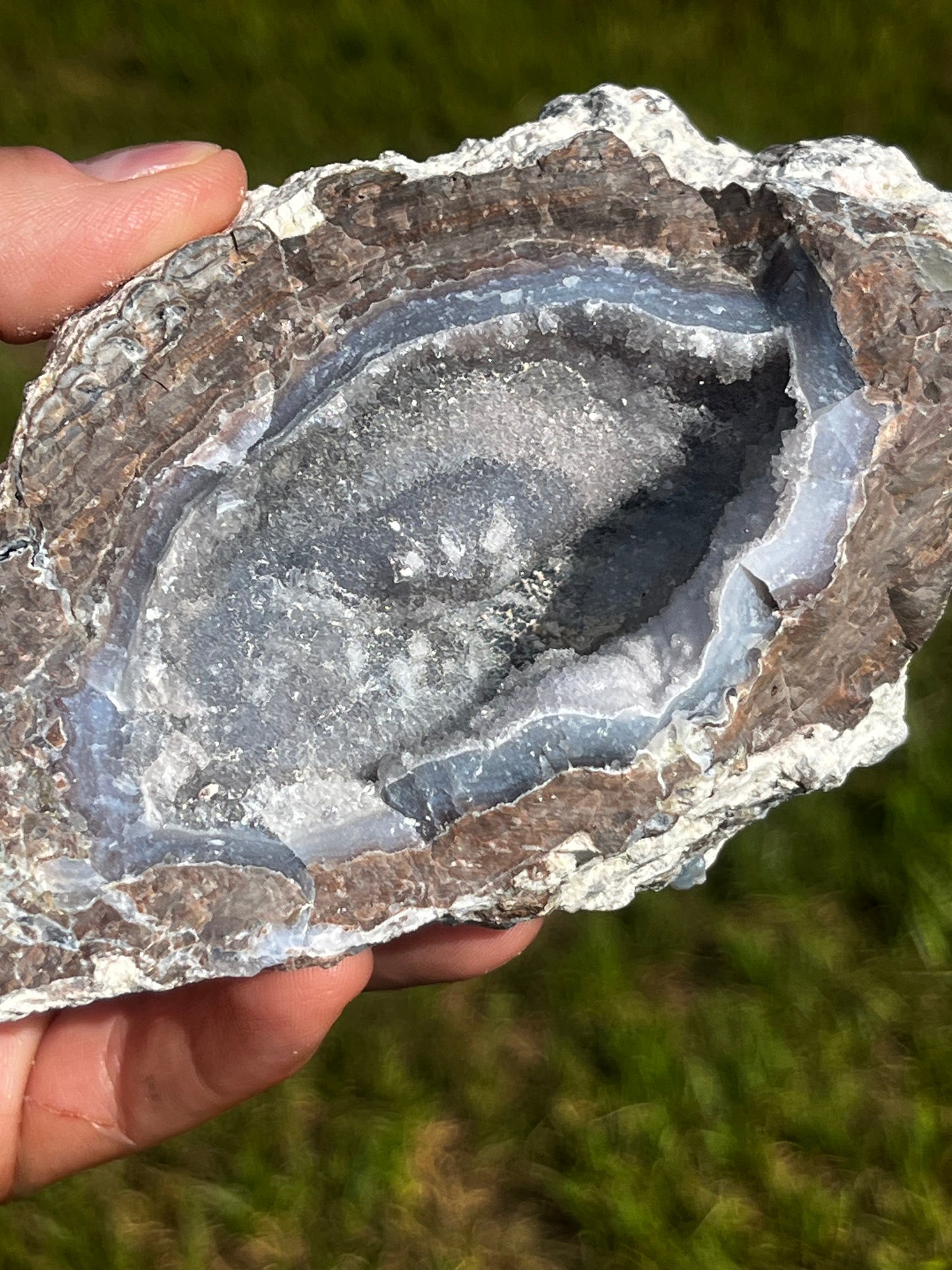 Natural Sparkling Blue Crystal Filled Geode