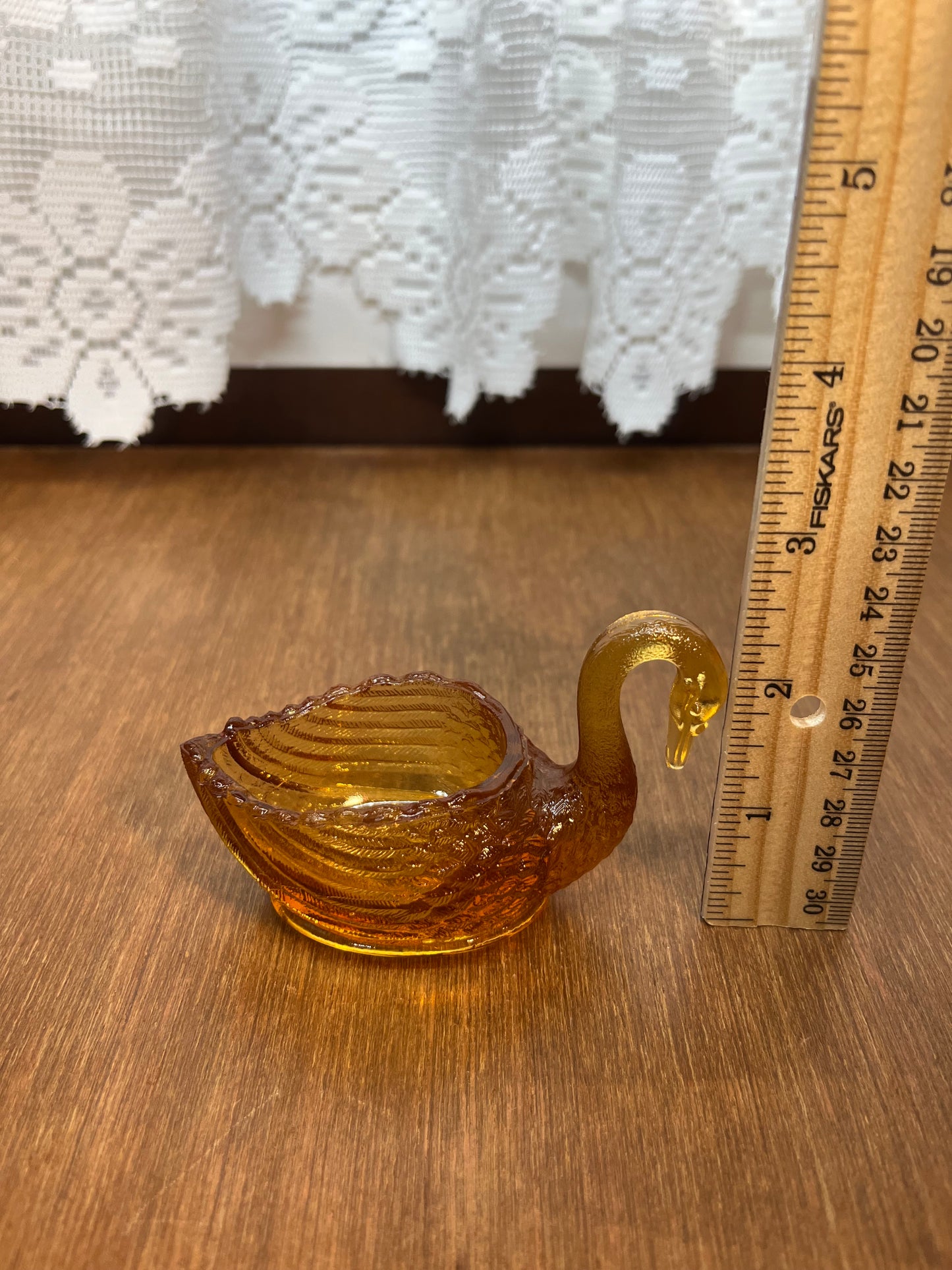 Vintage Small Amber Swan Trinket