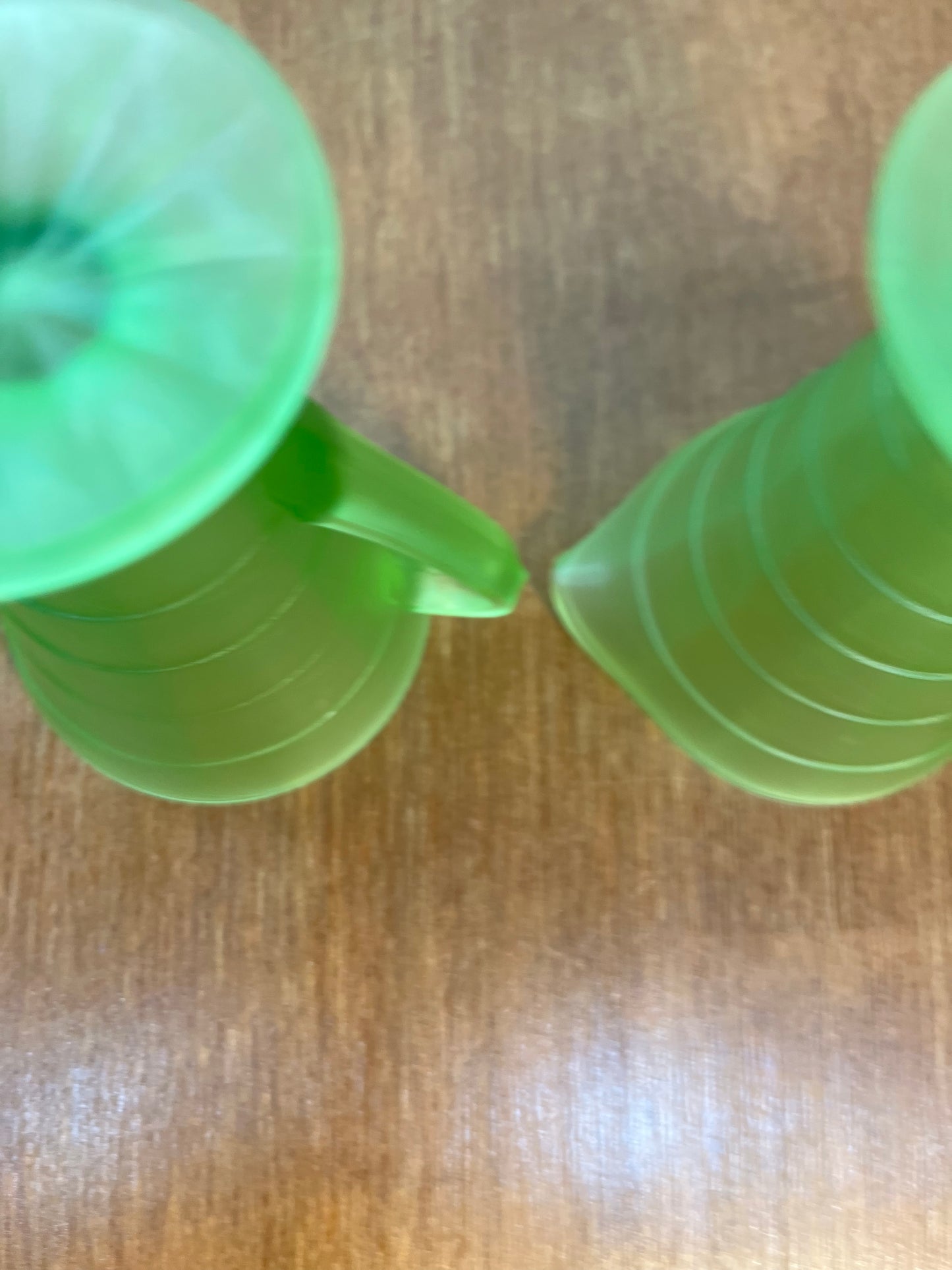 Vintage Frosted Uranium Glass Cream And Sugar Set