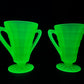 Vintage Frosted Uranium Glass Cream And Sugar Set