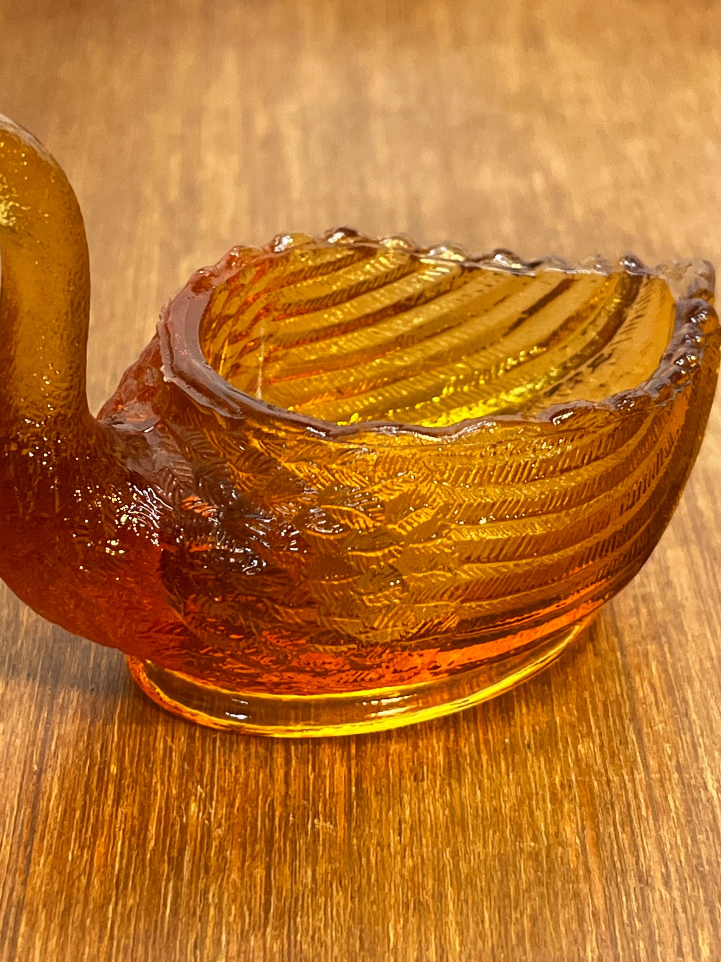 Vintage Small Amber Swan Trinket