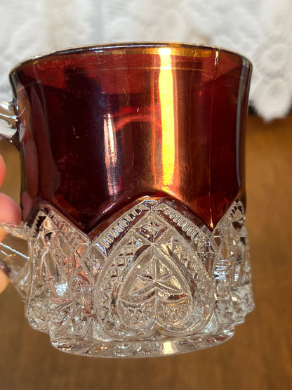 Vintage Collectible Ruby Stained Sandusky, Ohio Souvenir Glass