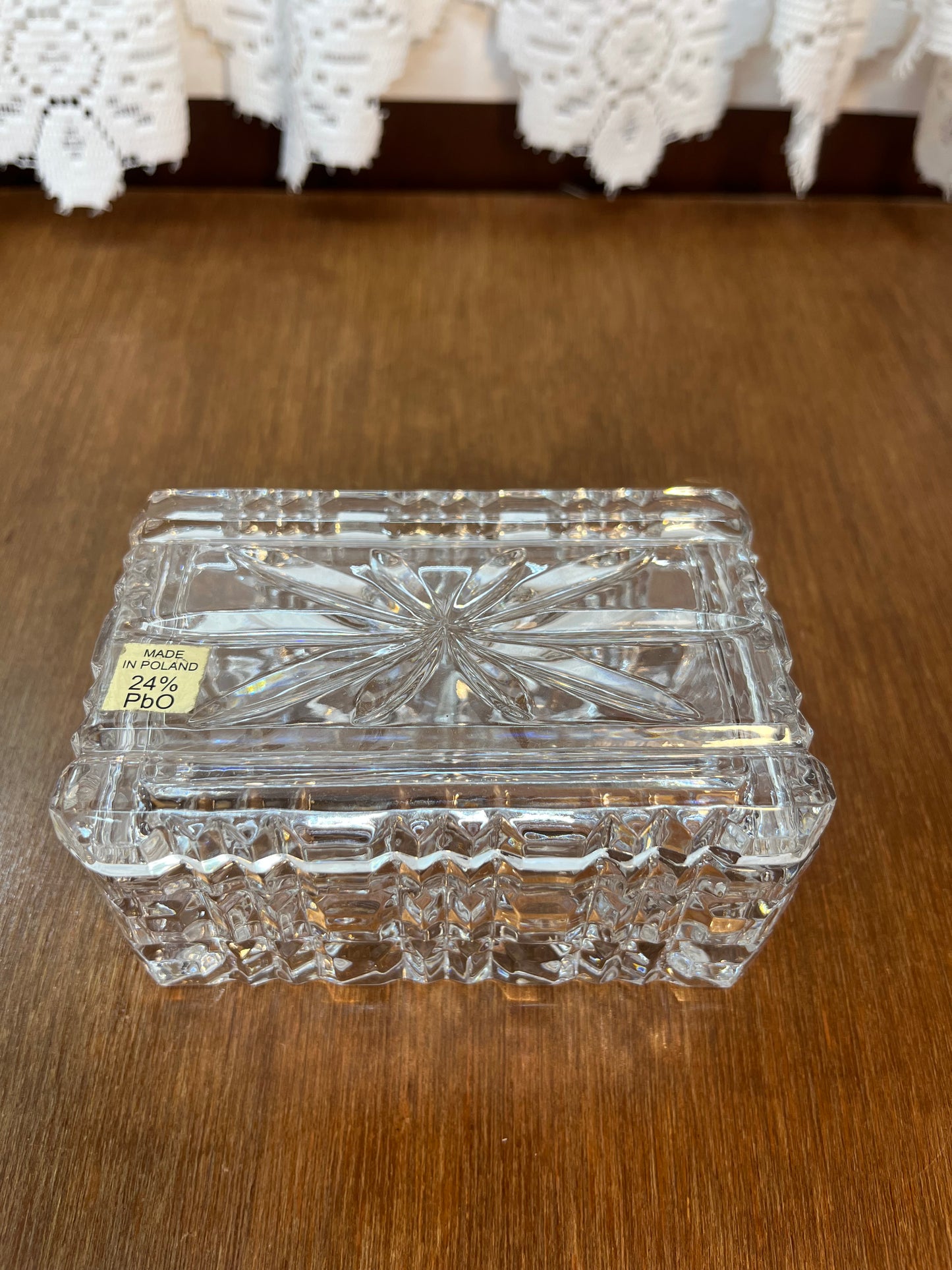 Vintage Crystal 24% Pbo Made In Poland Trinket Box