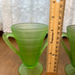 Vintage Frosted Uranium Glass Cream And Sugar Set