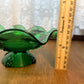 Vintage Emerald Green Ruffle Top Pedestal Dish