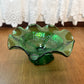 Vintage Emerald Green Ruffle Top Pedestal Dish