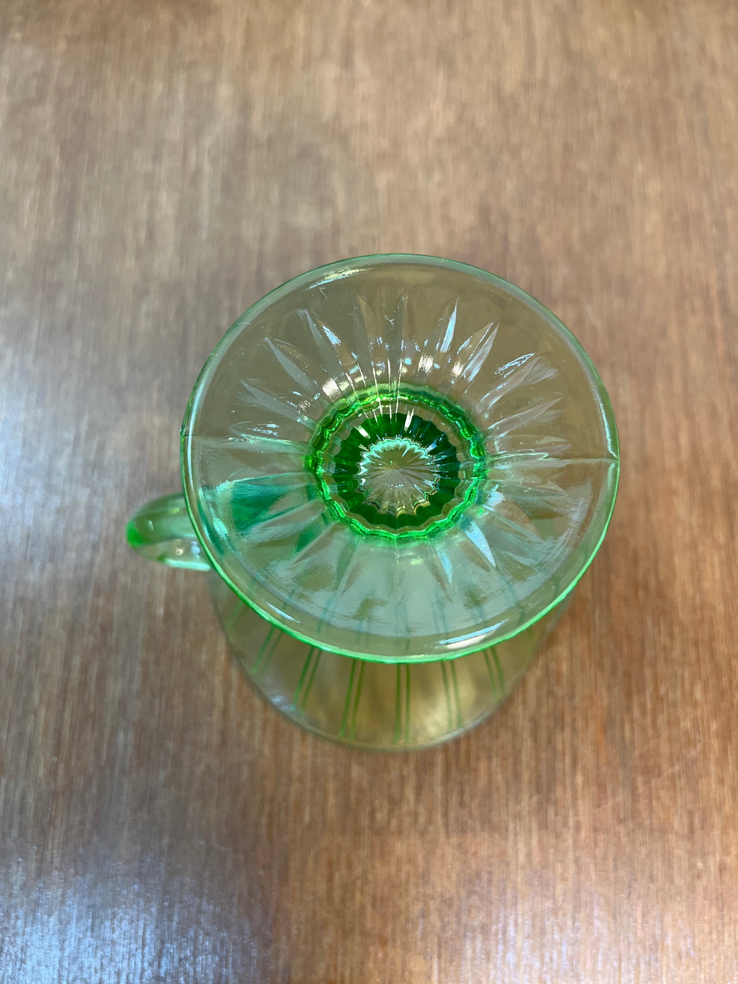 Vintage Panel Pattern Uranium Glass Cream And Sugar Set