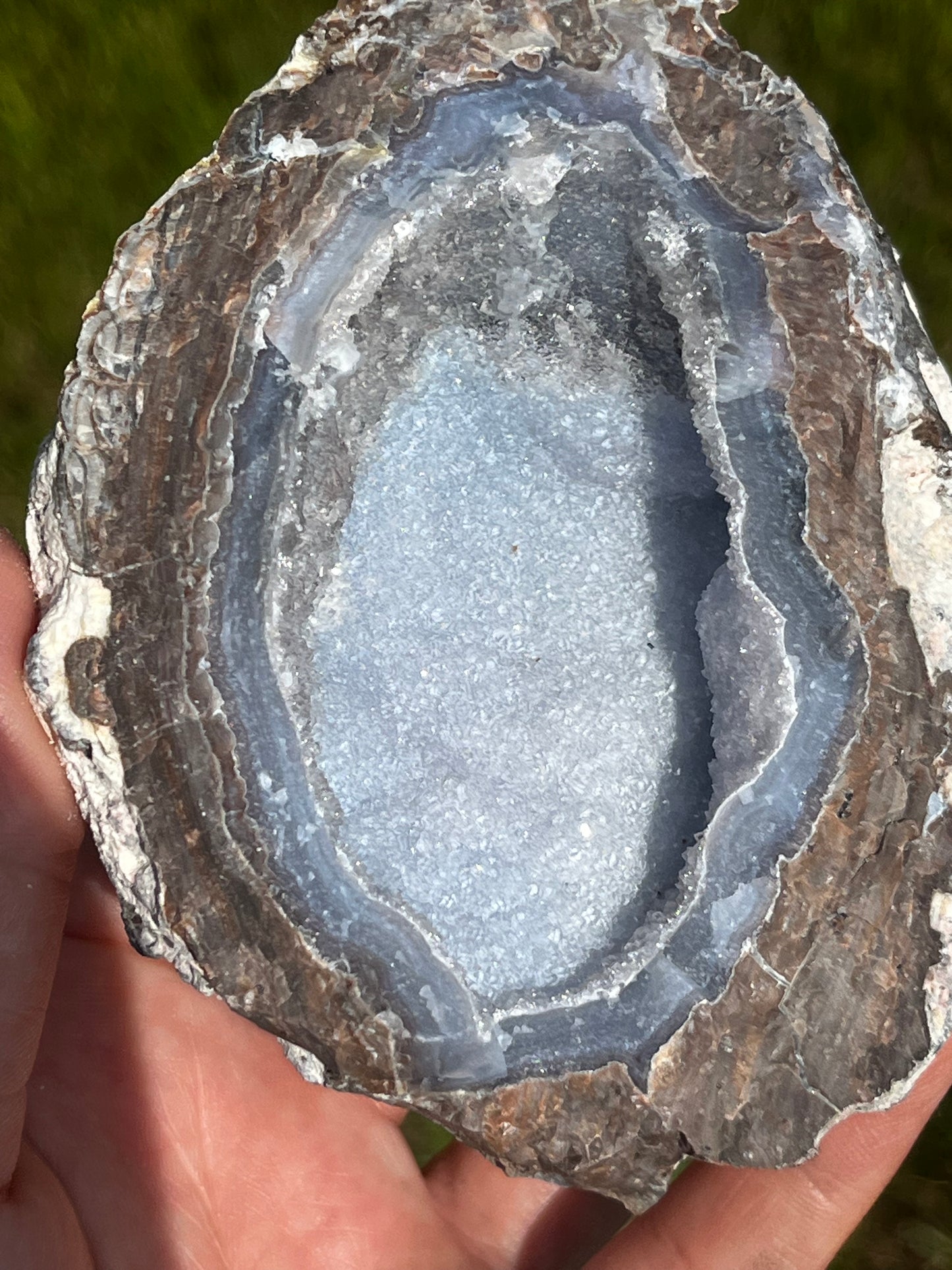 Natural Sparkling Blue Crystal Filled Geode